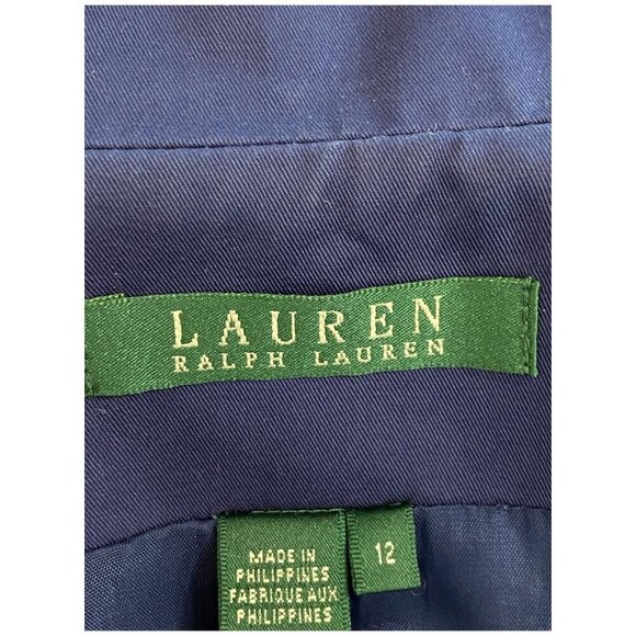 LAUREN Ralph Lauren Blue Cotton Silk Blend Blazer Nautical Women's Sz 12 - Picture 3 of 8